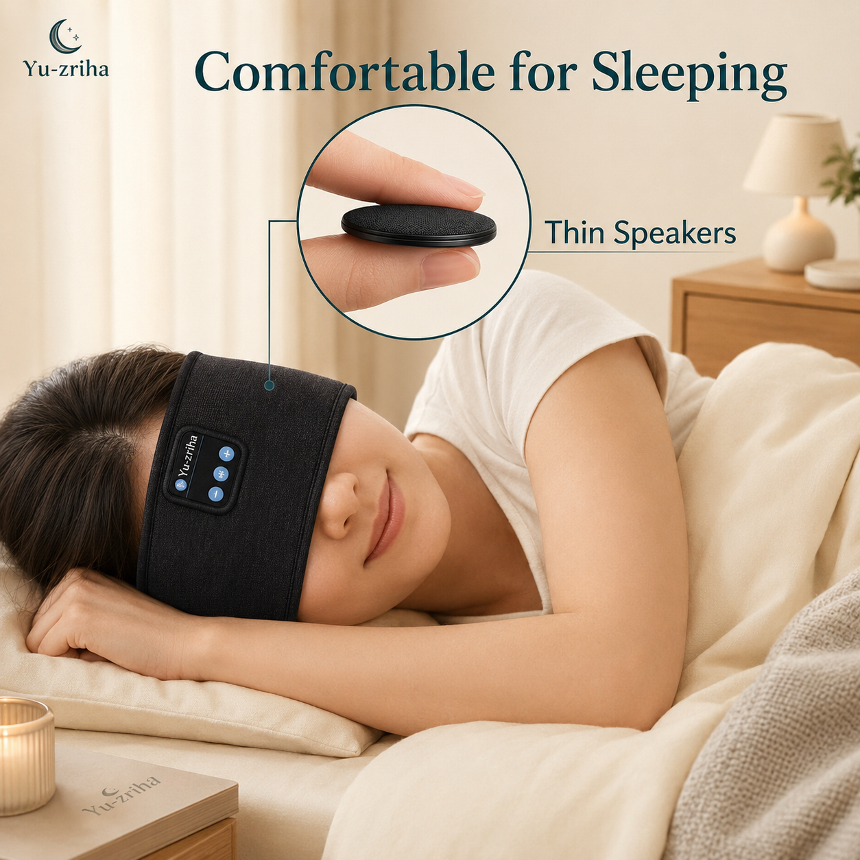 Bluetooth Sleep Headband – Wireless Headphones, Built-In Speakers, Comfortable Fabric, 10-Hour Battery Life