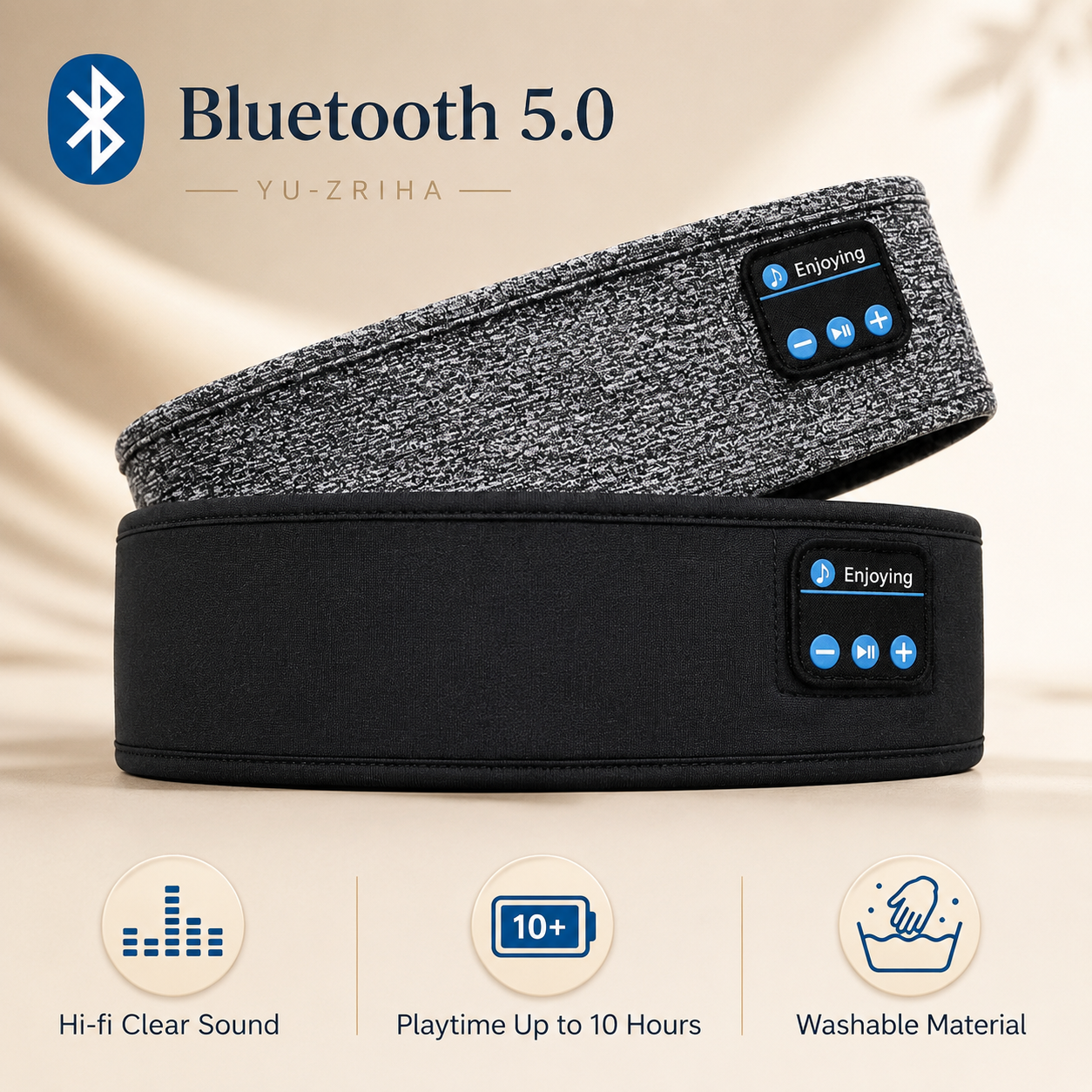 Bluetooth Sleep Headband – Wireless Headphones, Built-In Speakers, Comfortable Fabric, 10-Hour Battery Life